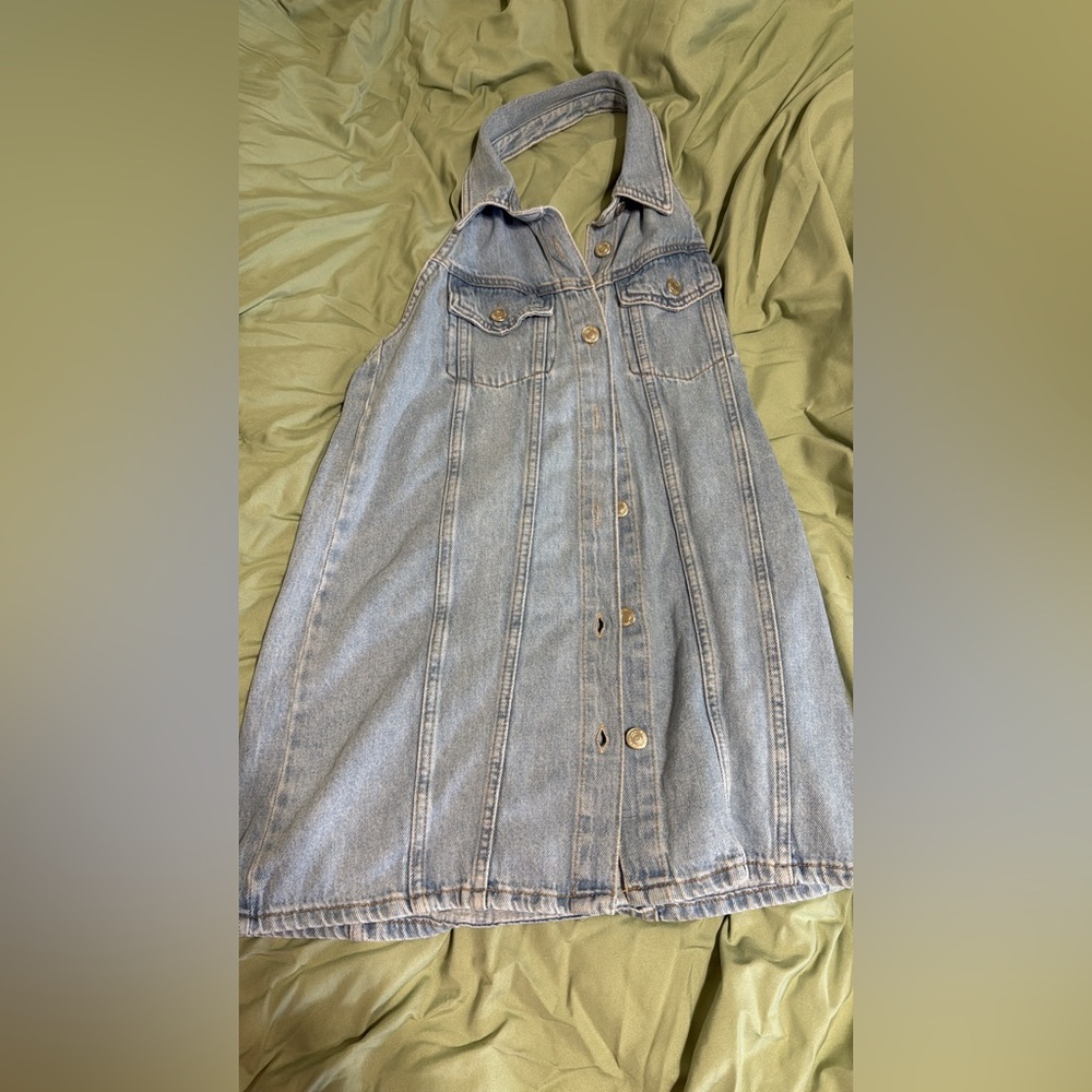 Zara Women's Blue Denim Halter Overall